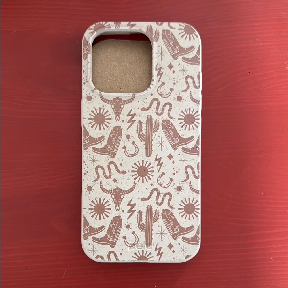 Pela Eco-Friendly Western Pattern Phone Case iPhone 16 pro.